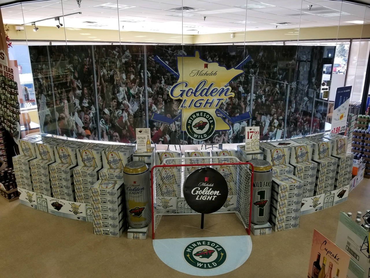 Michelob Golden Light Minnesota Wild display at Hy-Vee